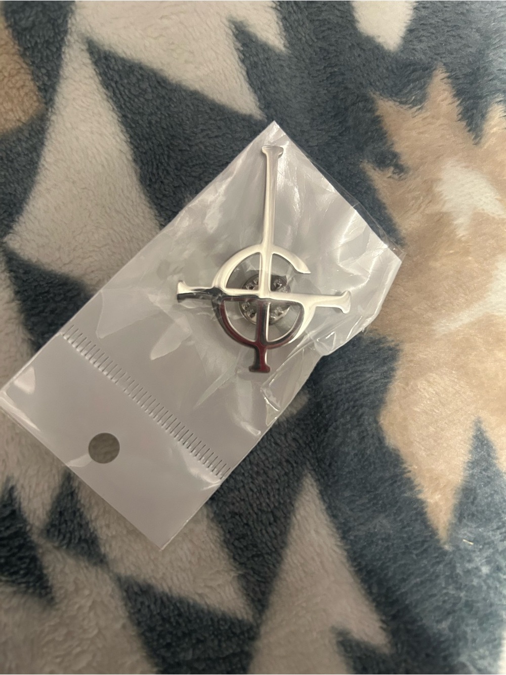 Brand new GHOST Band logo Silver Cross Emblem Pin